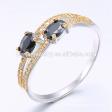 18k gold fashion jewellery black rings in silver jewelry ring with white gold plating